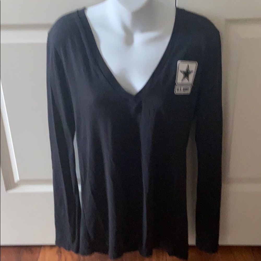 NWOT VS Pink v-neck “Army Strong” long sleeve tee
